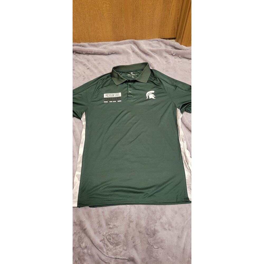 Michigan State Spartans Polo Shirt Mens XL Colosseum Green Athletic Performance